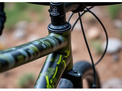 Gravel bike with custom geometric camouflage pattern stickers