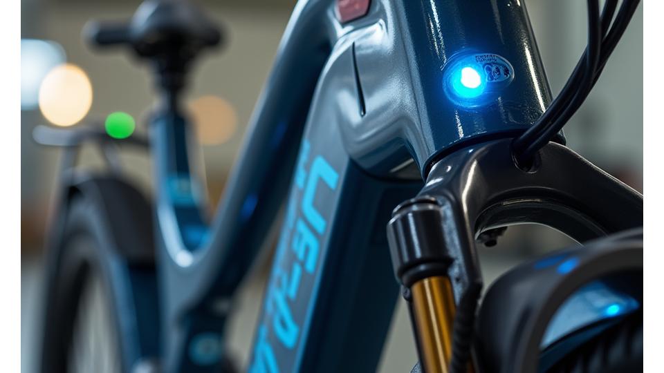 Close-up of e-bike frame with various compatible mounting points highlighted.