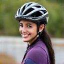 Portrait of Sarah Chen, a smiling cyclist.