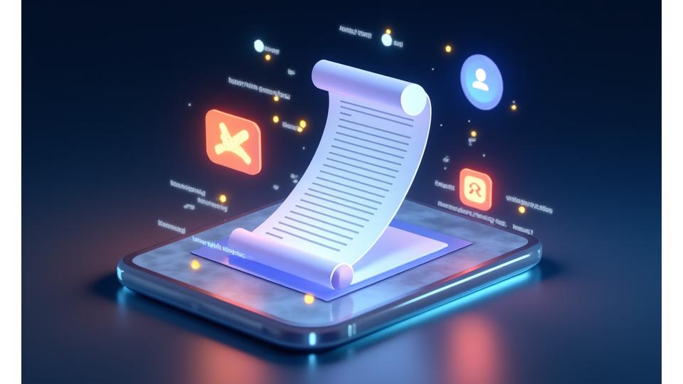 Digital interface showing policy document with an email icon, symbolizing updates and communication channels.